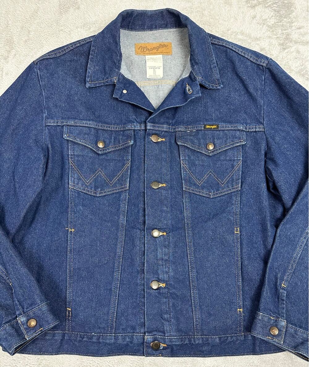 Vintage Wrangler Cowboy Cut Denim Trucker Jacket Mens XL Blue Workwear 74145PW
